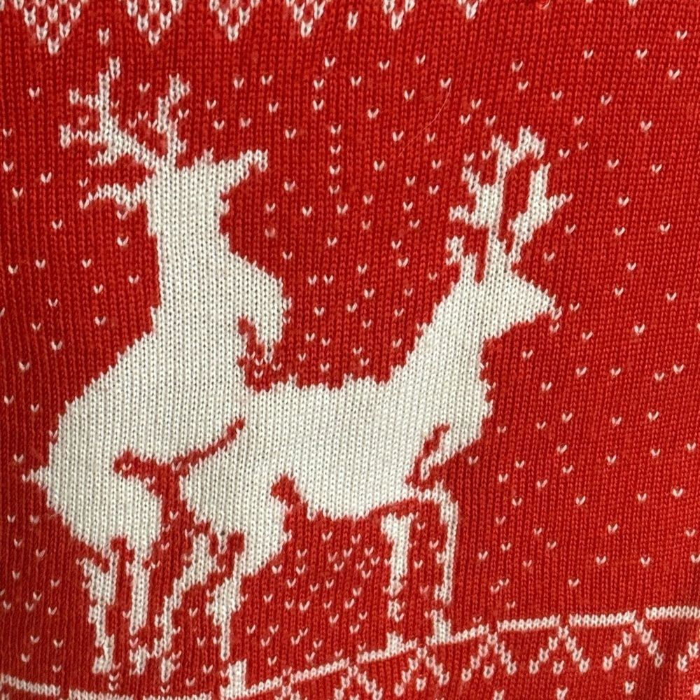 TIPSY ELVES Red White Cardigan Sweater Naughty Reindeer Size L Christmas‎ Ugly - Picture 3 of 6